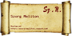 Szorg Meliton névjegykártya